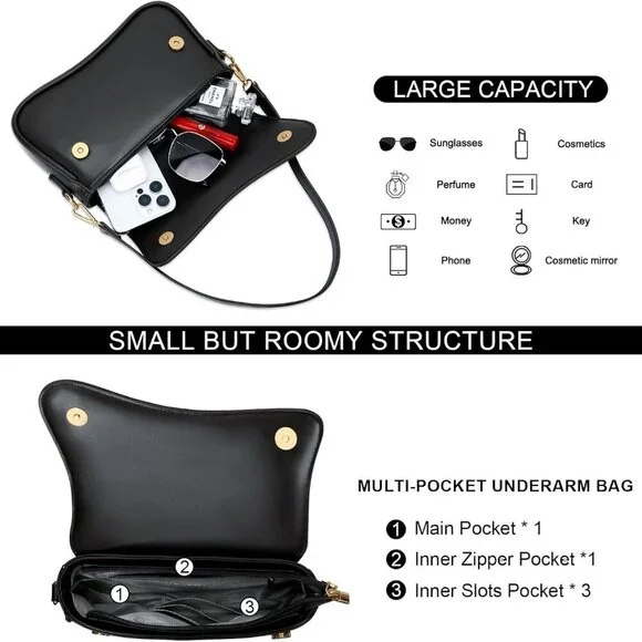 Shoulder Bag for Women Small Clutch Purses Cute Hobo Handbag Trendy Underarm Bag - Picture 4 of 7